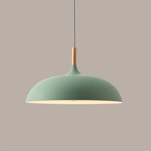 Pendant Lights Made of Metal and Wood in Soft Pastel Shades