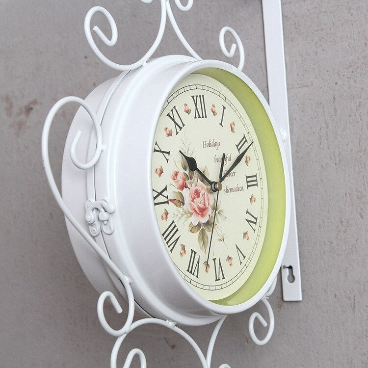 Elegant Double-Sided Garden Wall Clock | Stylish Clock for Outdoor Spaces