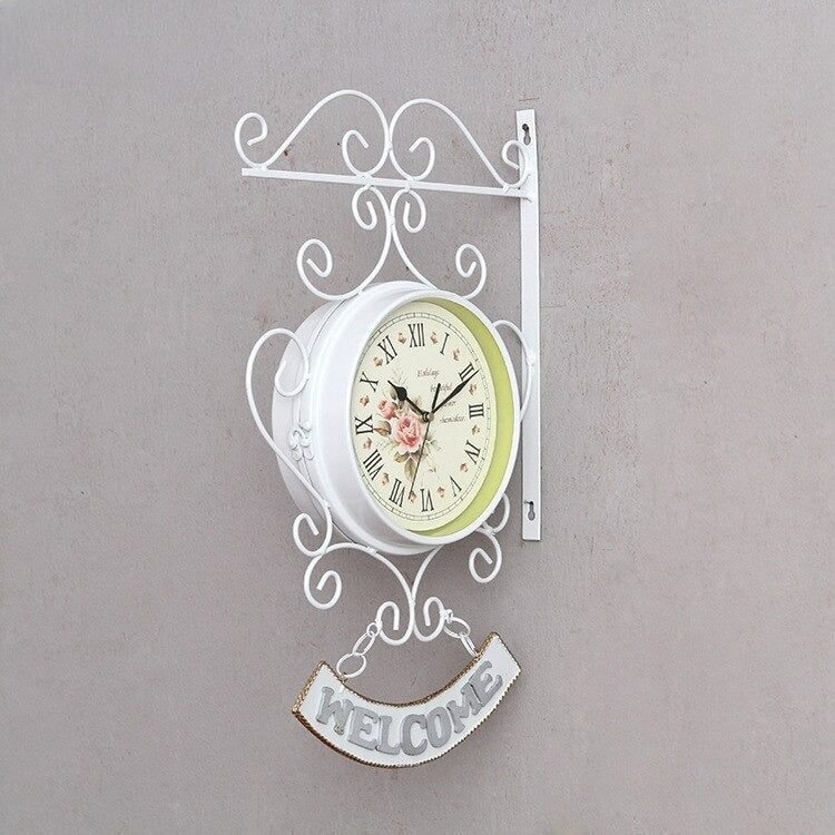 Elegant Double-Sided Garden Wall Clock | Stylish Clock for Outdoor Spaces